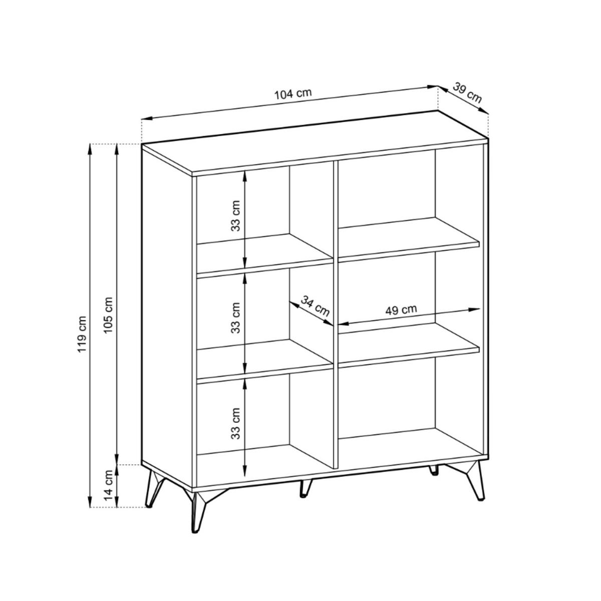 HOCHKOMMODE DIAMOND KW2D (Eiche Evoke, Schwarz, Fischgrätmuster, Metallfüße, Push to Open) - Eichefarben/Schwarz, Holz/Holzwerkstoff (104/119/39cm) - Ravio