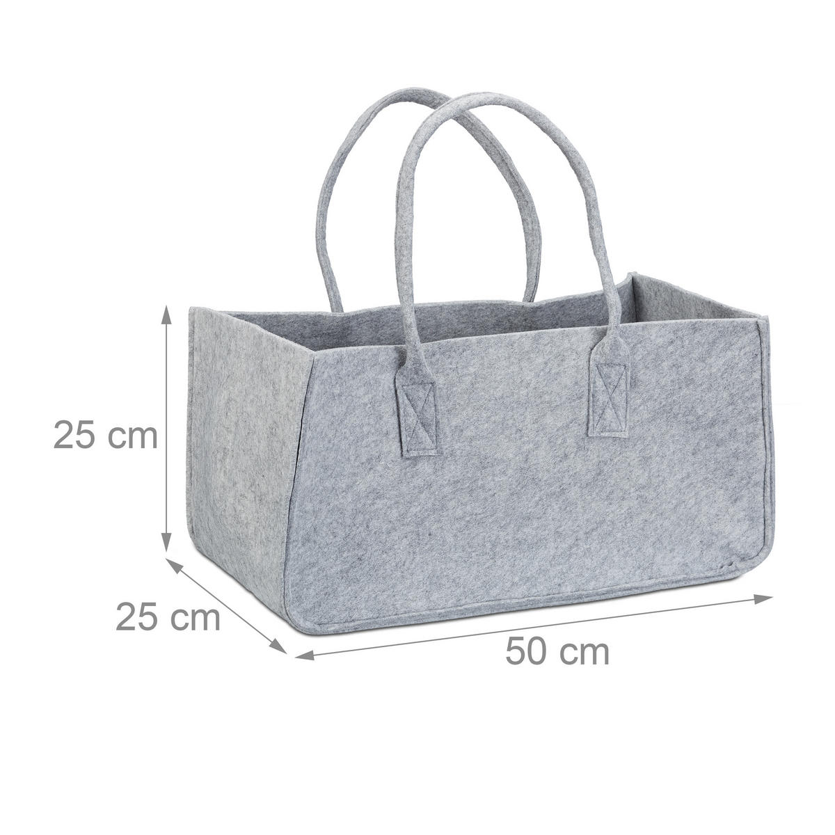 KAMINHOLZTASCHE - Grau, Textil (25/25/50cm) - Relaxdays