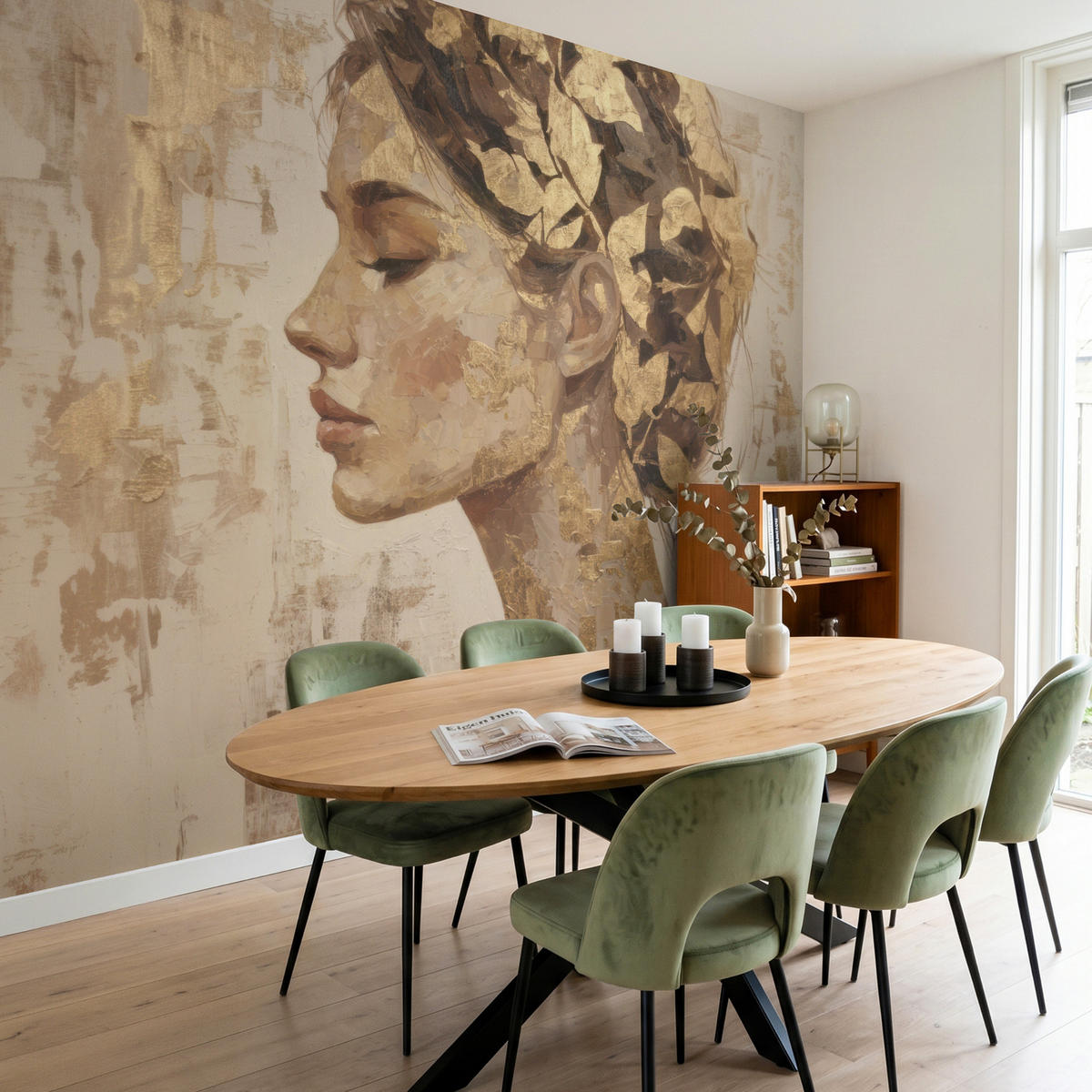 TAPETE - Frau - Gold - Abstrakt - Textur - 280x240 cm - Goldfarben, Papier (280/240cm) - OnlyWow