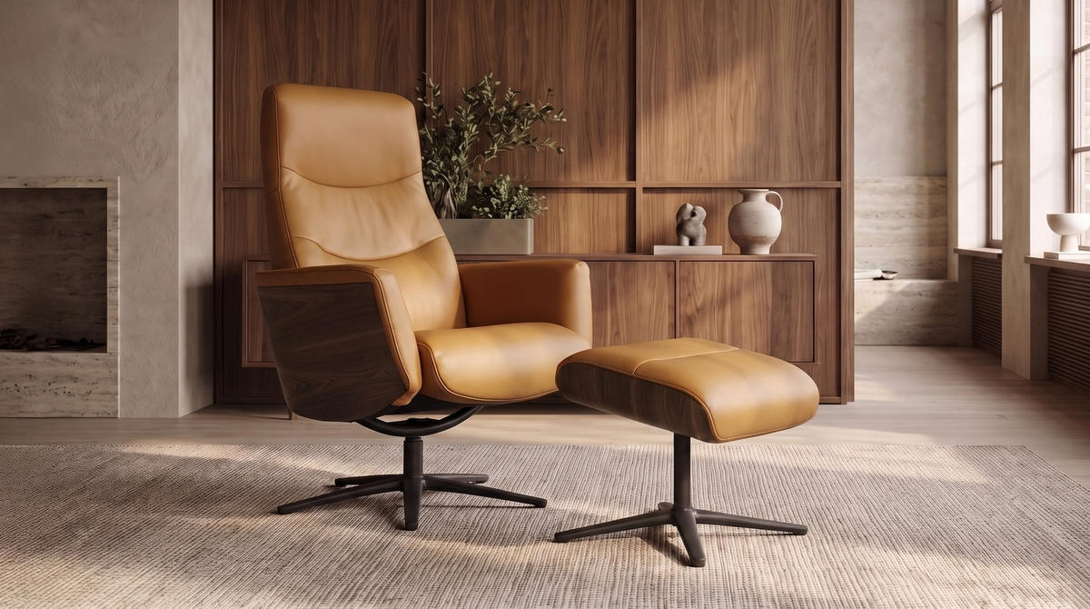 RELAXSESSEL VANITAS Kastanienbraun Leder Relaxfunktion - Kastanienfarben/Schwarz, Leder/Metall (75/108/86cm) - KAWOLA