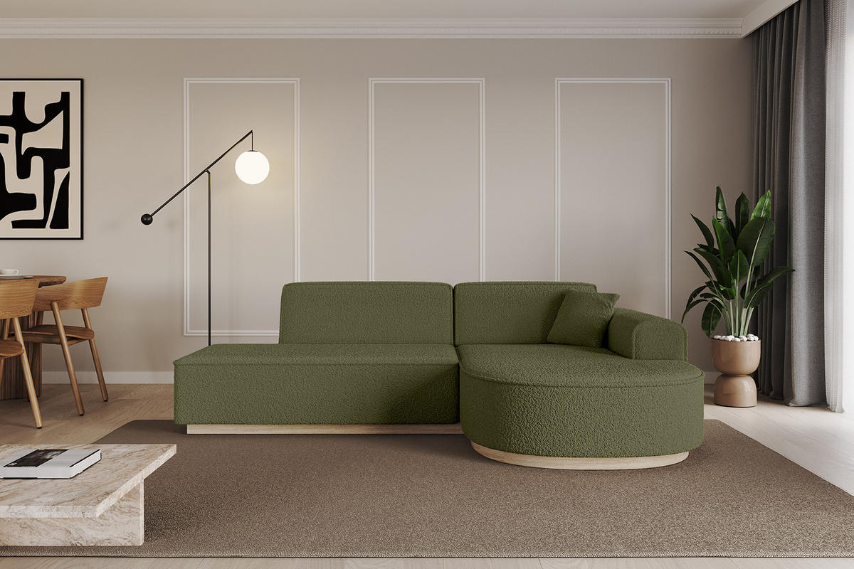 ECKSOFA Ottomane Rechts ARRIO-L1 - 243x171x83 cm Grün - Grün, Holzwerkstoff/Textil (243/171cm) - ALTDECOR