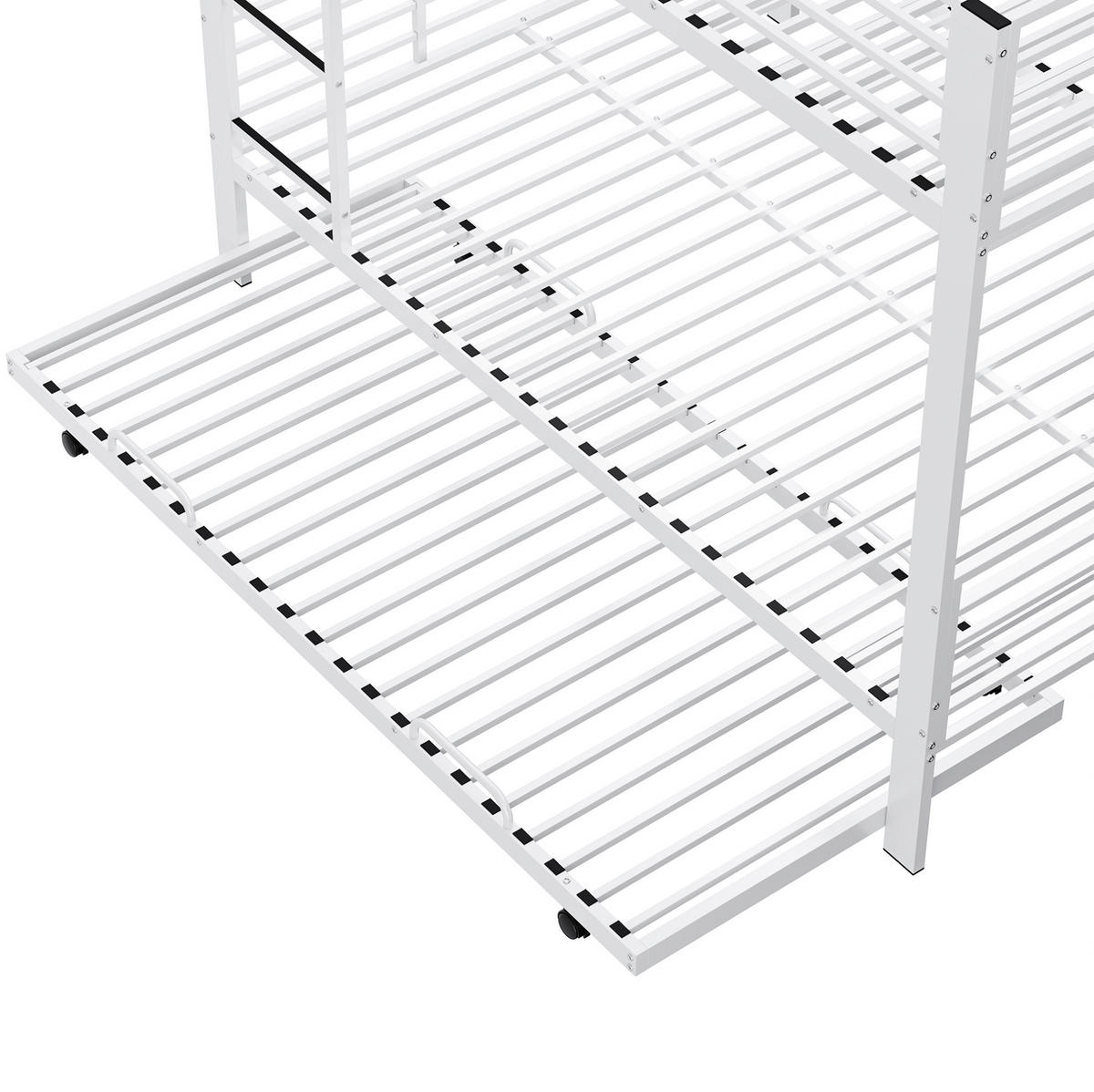 ETAGENBETT 140x200 cm in Mattweiß mit ausziehbarem Unterbett für 3 Schlafplätze - Weiß, Metall (140/200cm) - IVMEU