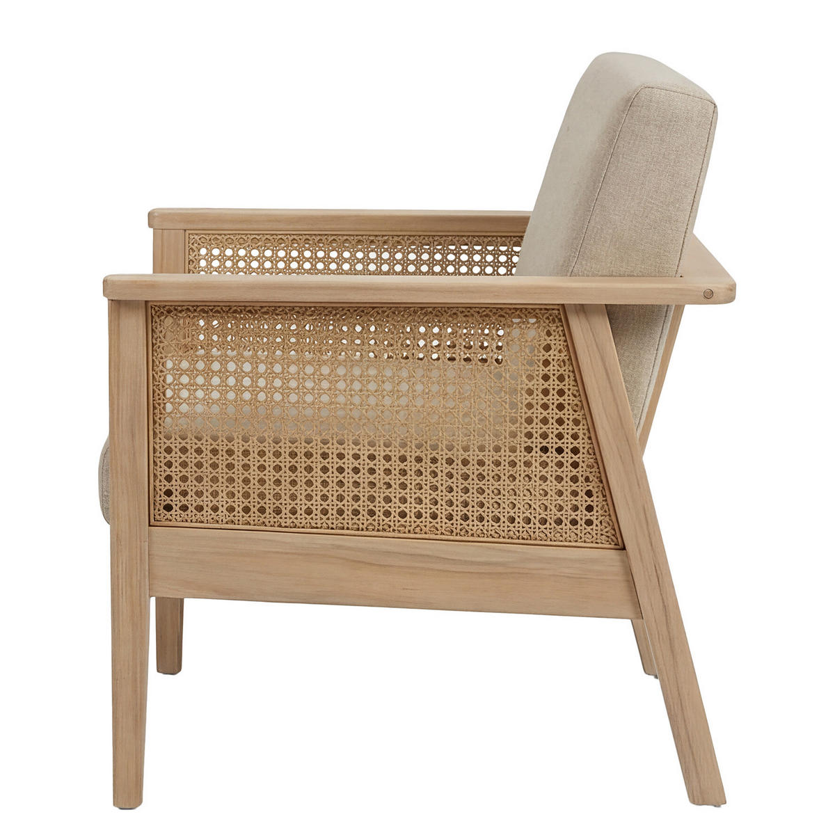 LOUNGESET - 4-teilig - Akazie massiv / Webstoff - Braun / Beige - Beige, Holz/Kunststoff - home24