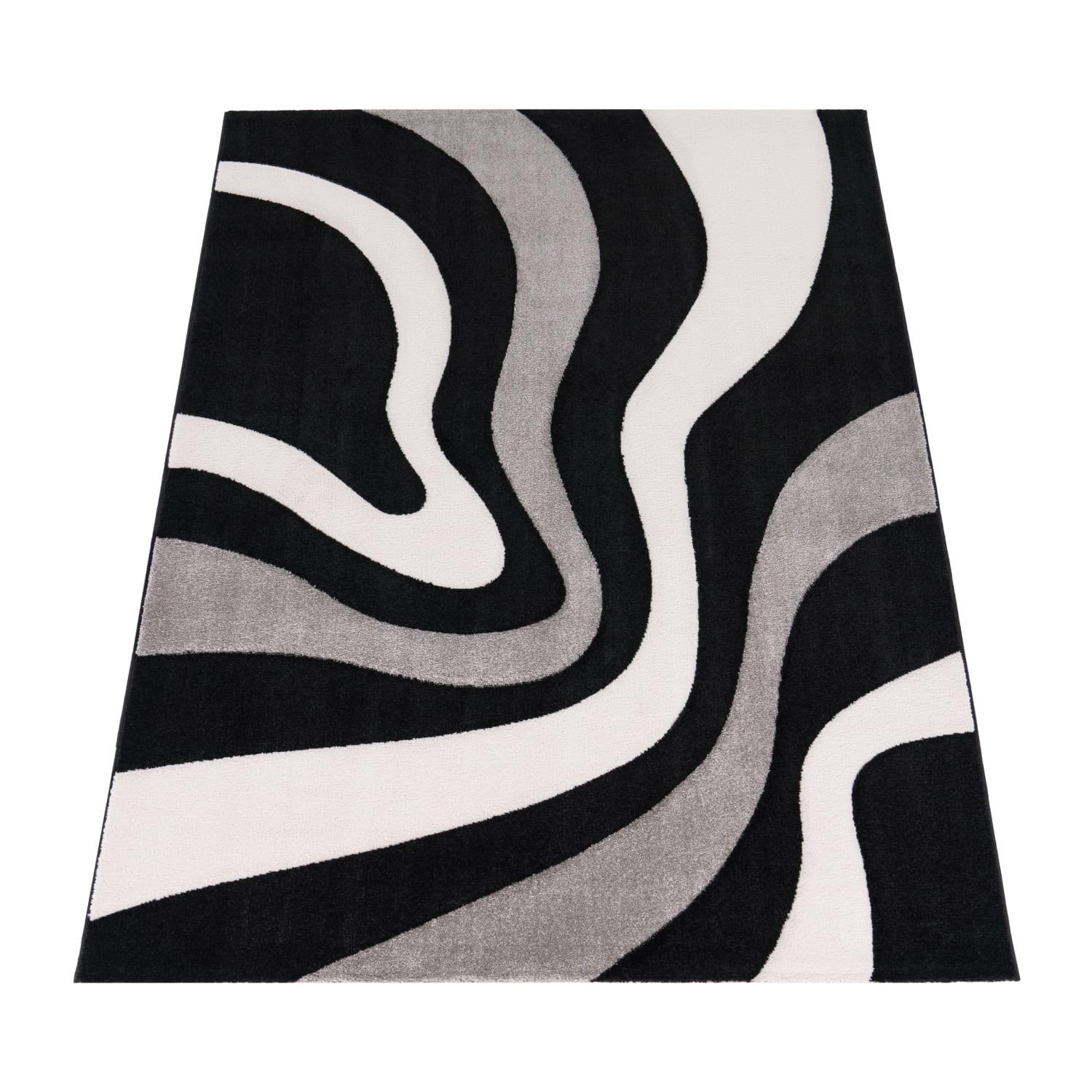 Paco Home Kurzflorteppich Schwarz 60x110 cm