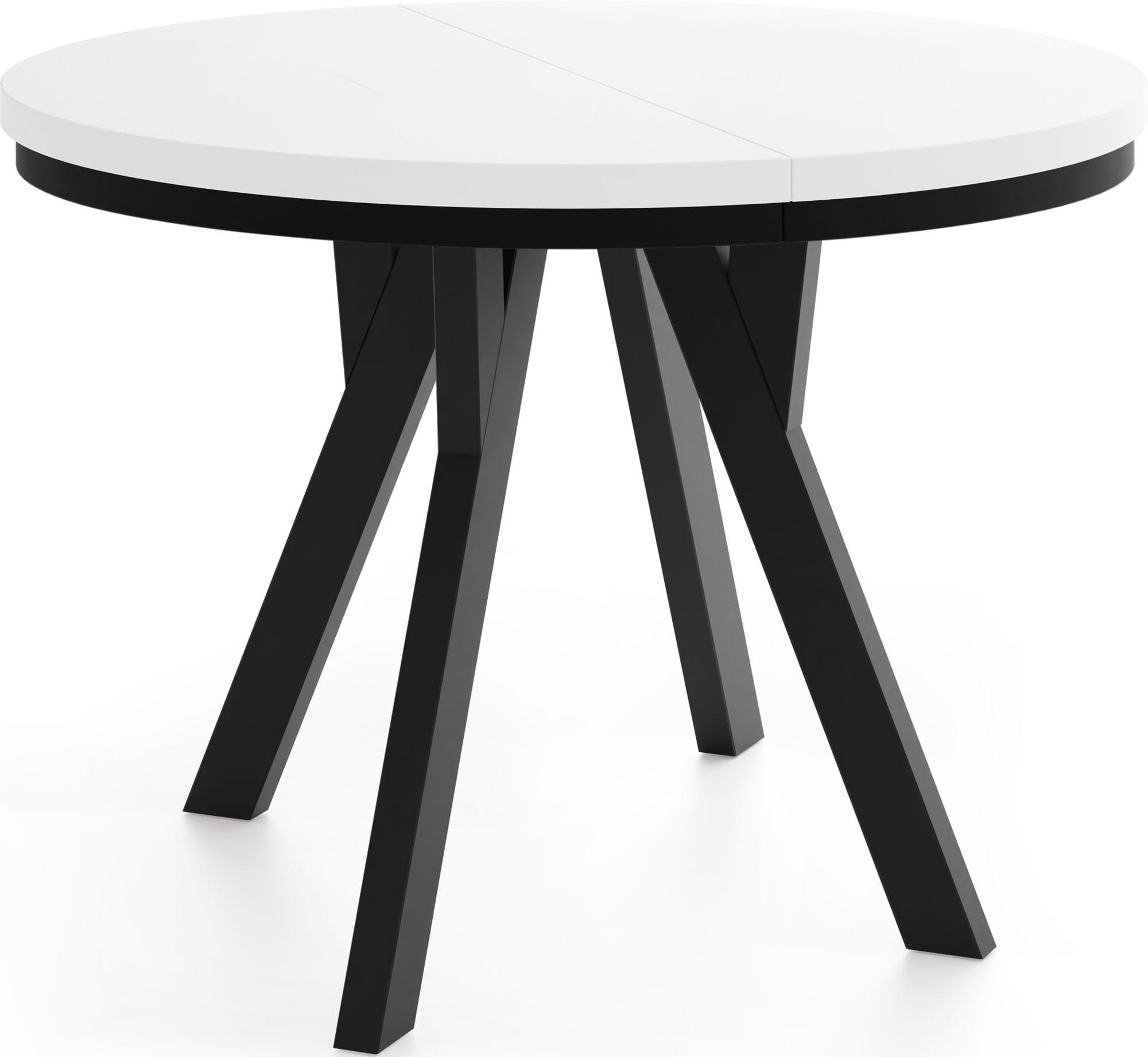 ESSTISCH Strato Black runder ausziehbarer, Weiß 80-160/80/77 cm - Schwarz/Weiß, Holz/Holzwerkstoff (80/80/77cm) - WFL GROUP