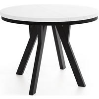 ESSTISCH Strato Black runder ausziehbarer, Weiß 100-200/100/77 cm - Schwarz/Weiß, Holz/Holzwerkstoff (100/100/77cm) - WFL GROUP