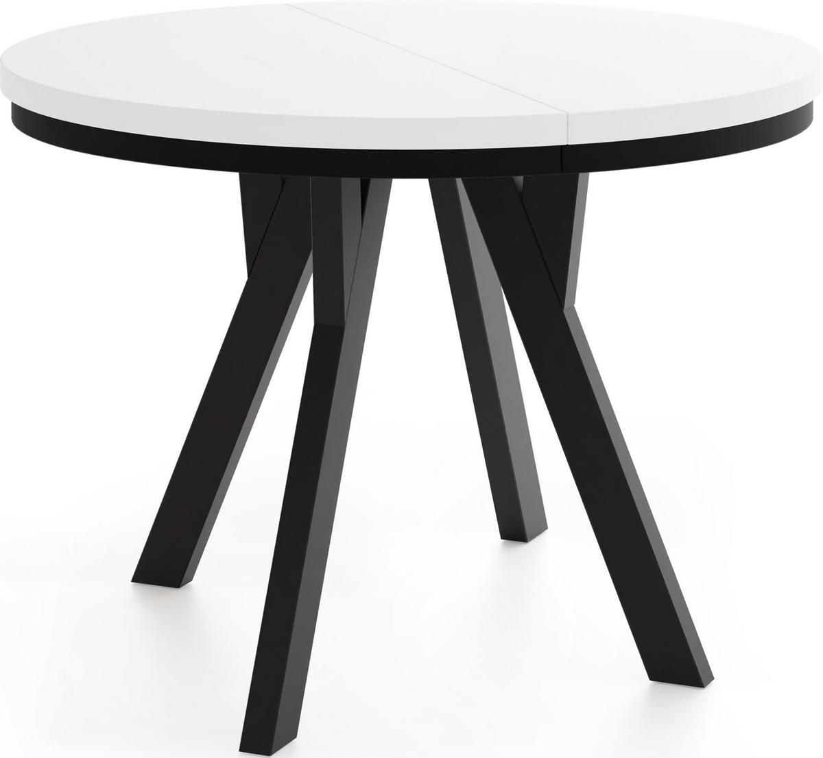 ESSTISCH Strato Black runder ausziehbarer, Weiß 100-200/100/77 cm - Schwarz/Weiß, Holz/Holzwerkstoff (100/100/77cm) - WFL GROUP