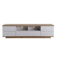 TV Lowboard 180x38x46 cm, Holzmaserung, Weiß - Weiß, Holz (180/46/38cm)