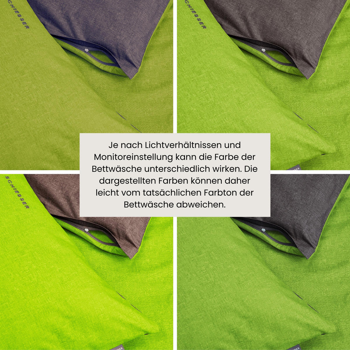 BETTWÄSCHESET Doubleface - Renforcé - 2-teilig - 155 x 220 cm - Grün-Dunkelgrau - Dunkelgrau/Grün, Textil (155/220cm) - SCHIESSER