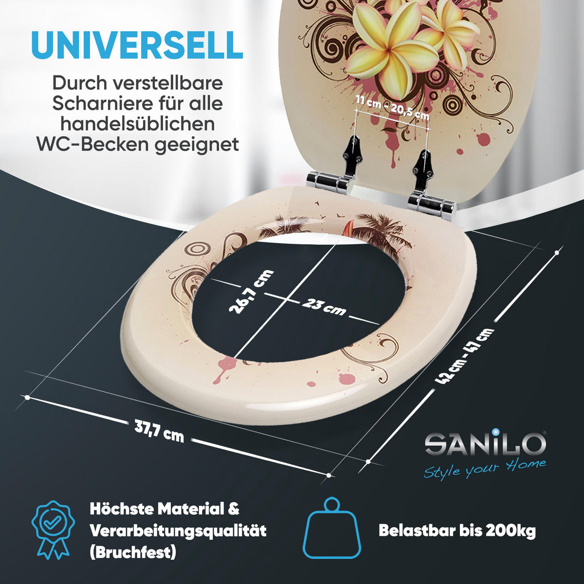 WC-SITZ mit Absenkautomatik Tropical - Beige, Holzwerkstoff (38/6/47cm) - Sanilo