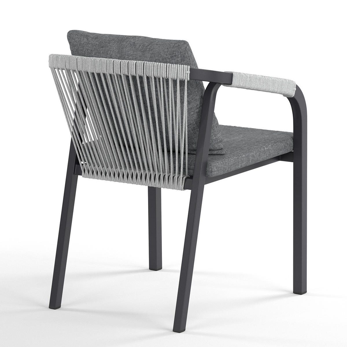 GARTENESSGRUPPE - 3-teilig - Aluminium / Olefin - Anthrazit / Grau - Schwarz/Grau, Holzwerkstoff/Kunststoff - home24