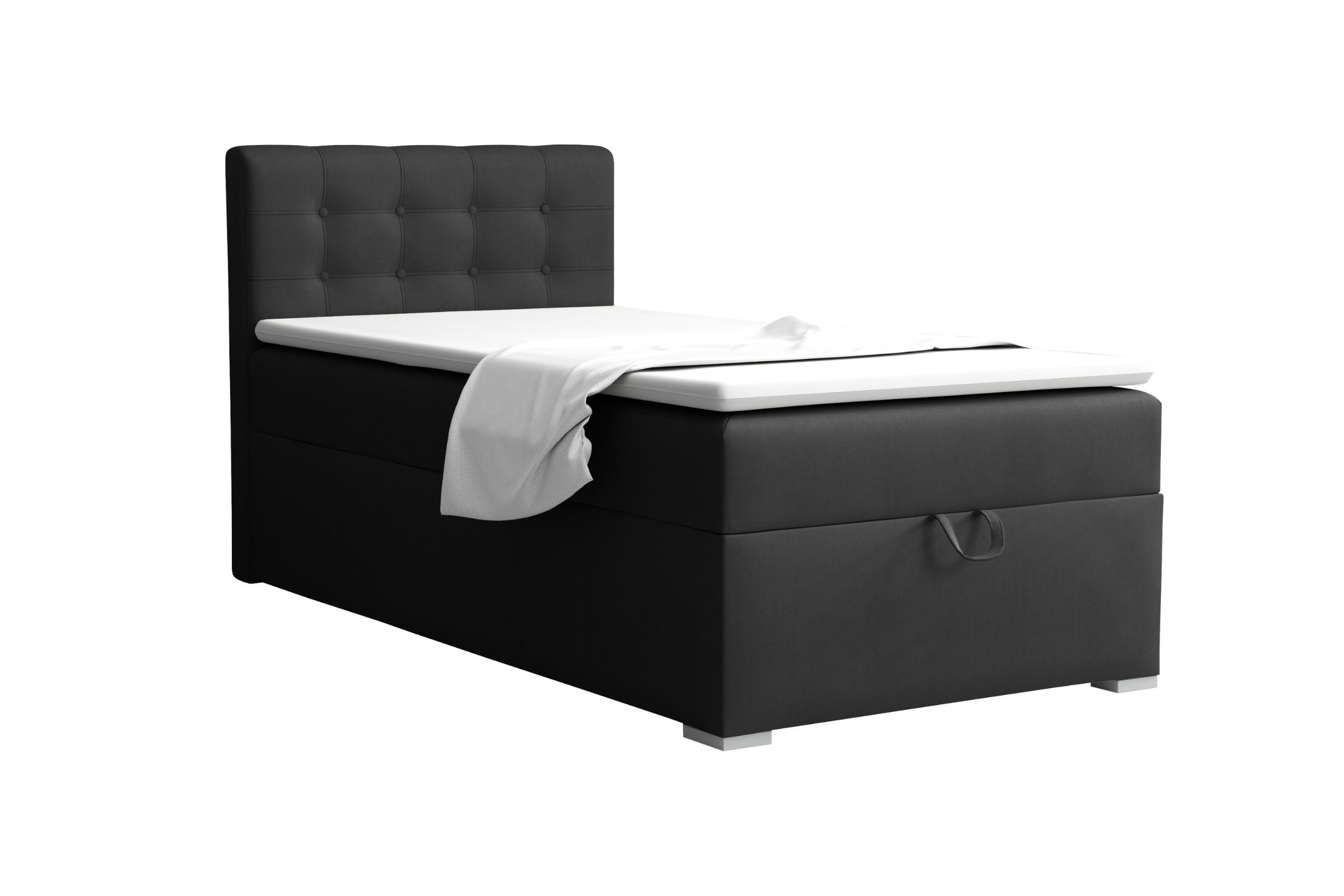 BOXBETT TEEN 3 100/200 Velours Schwarz H3 - Schwarz, Holz/Holzwerkstoff (100/200cm) - Deine Möbel 24