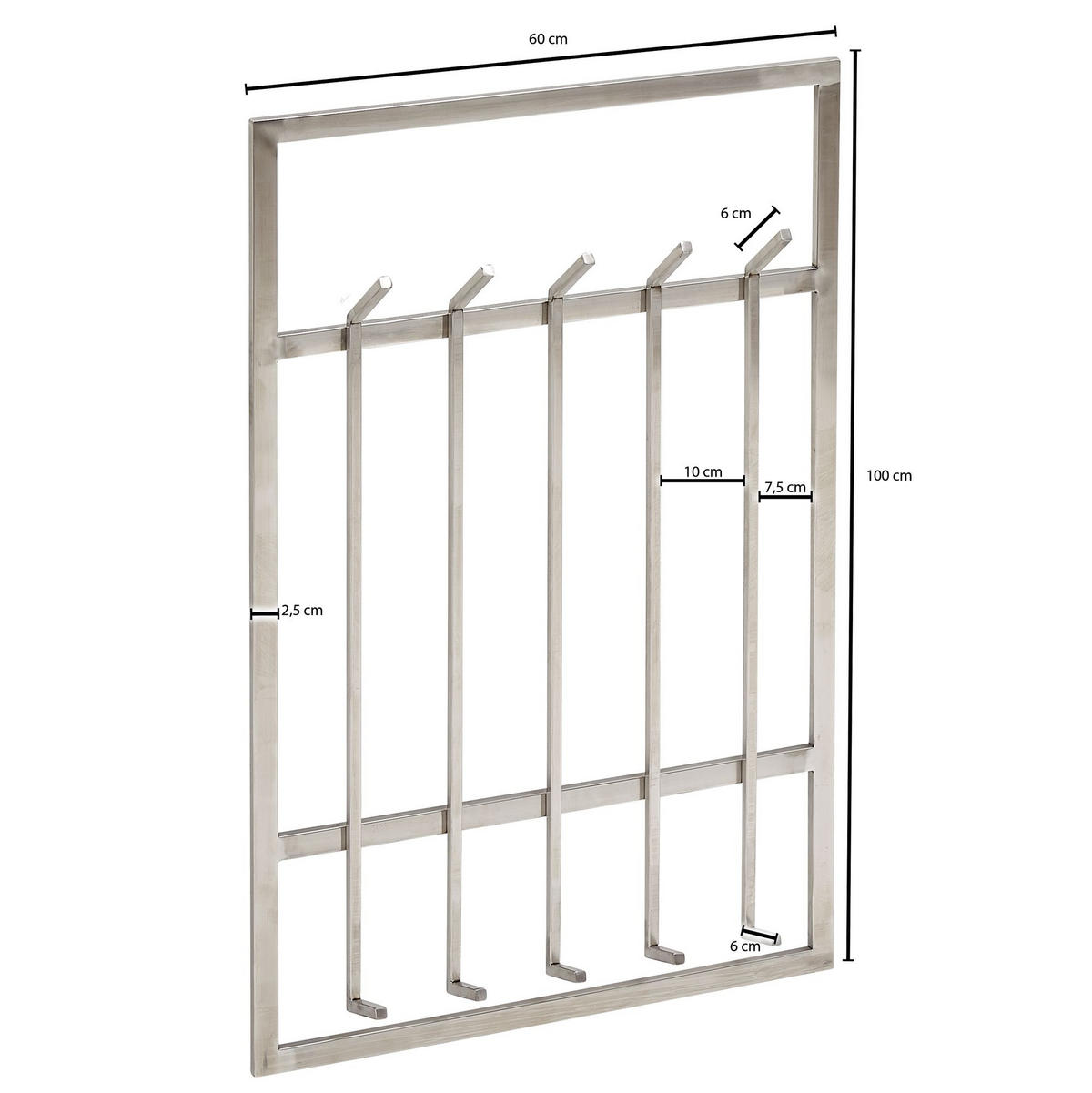 WANDGARDEROBE Metall Silber Modern 60x100x7,5 cm schlichtes Design - Silberfarben, Metall (60/100/8cm) - KADIMA DESIGN