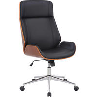 DREHSTUHL Lederlook Walnuss/Schwarz - Chromfarben/Walnussfarben, Textil/Metall (58/110/66cm) - CLP