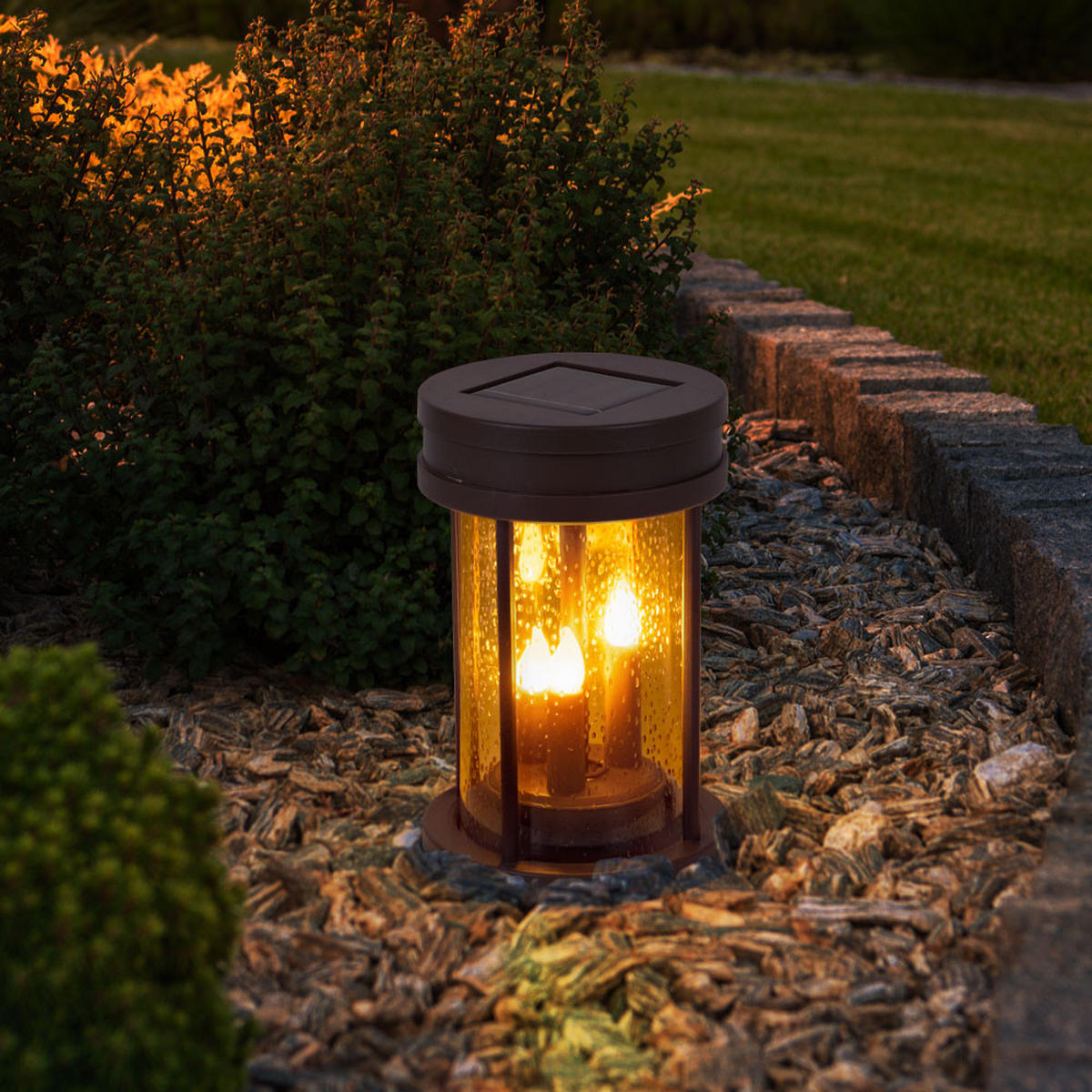 LED SOLARLEUCHTE Rostoptik Braun - Braun, Kunststoff (12/12/60cm) - Globo Lighting