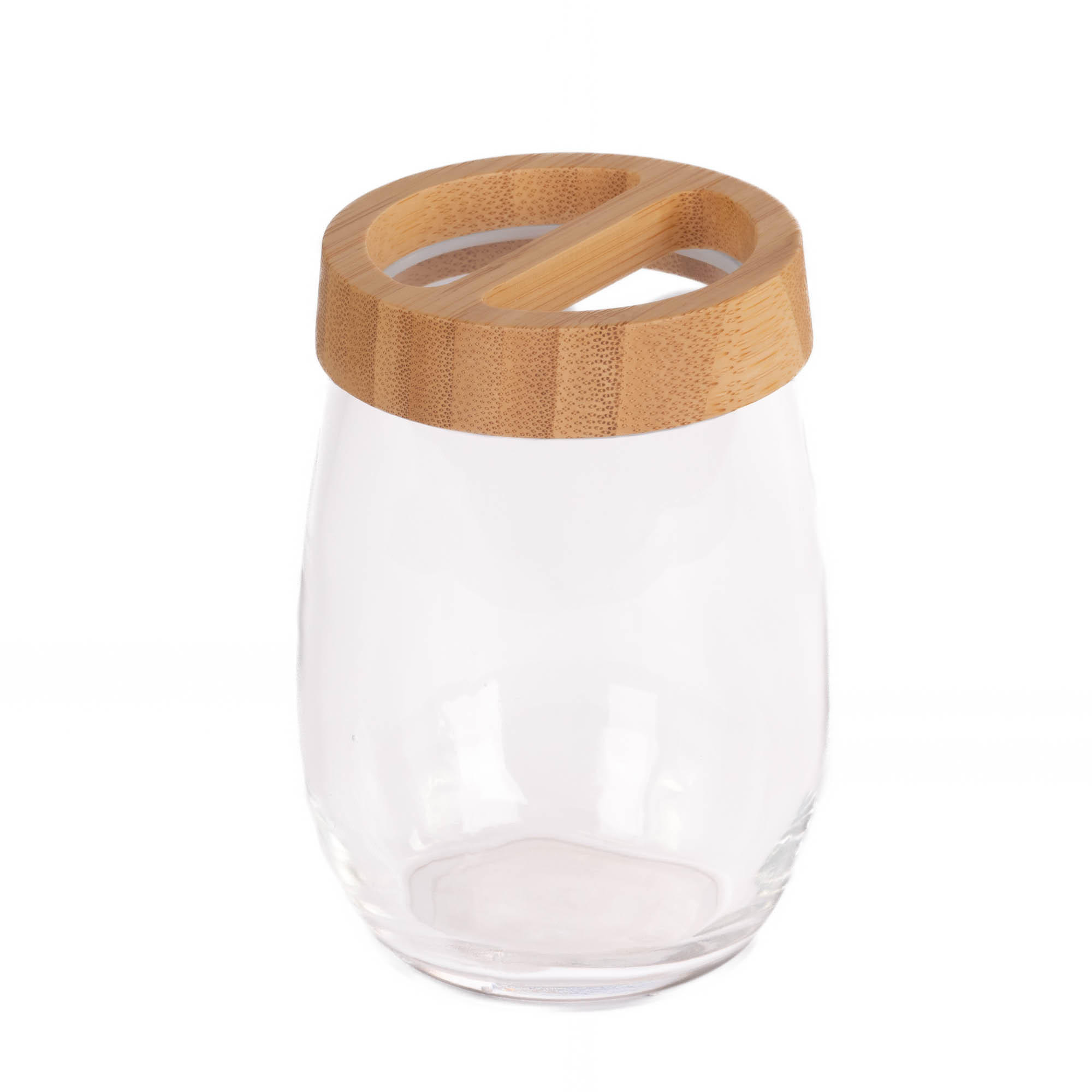 ZAHNBÜRSTENBECHER Glas Bambus Lina - Transparent, Glas (8.5/1.2/8.5cm)