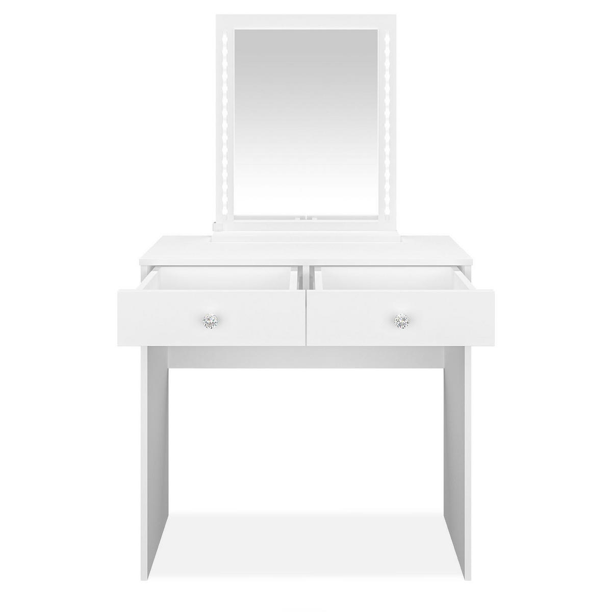 SCHMINKTISCH RELETTI mit Spiegel,Weiß - Weiß, Holzwerkstoff (80/140/40cm) - KONSIMO®