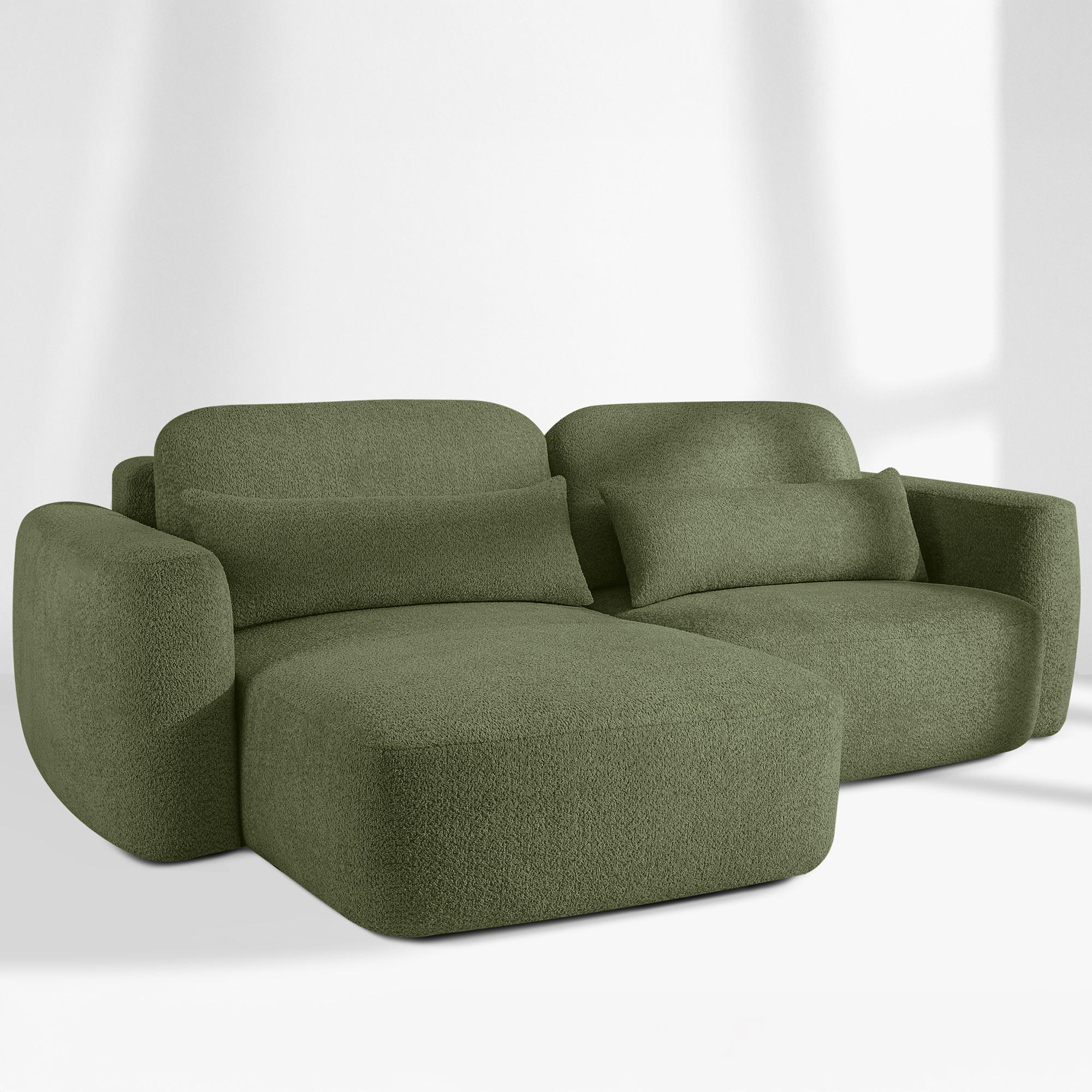 SITZGARNITUR ELOSA - Olivgrün, Holz/Textil (245/85/165cm) - KONSIMO®