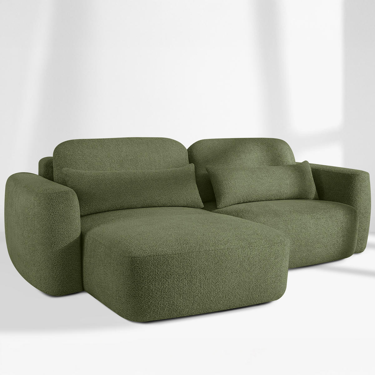 SITZGARNITUR ELOSA - Olivgrün, Holz/Textil (245/85/165cm) - KONSIMO®