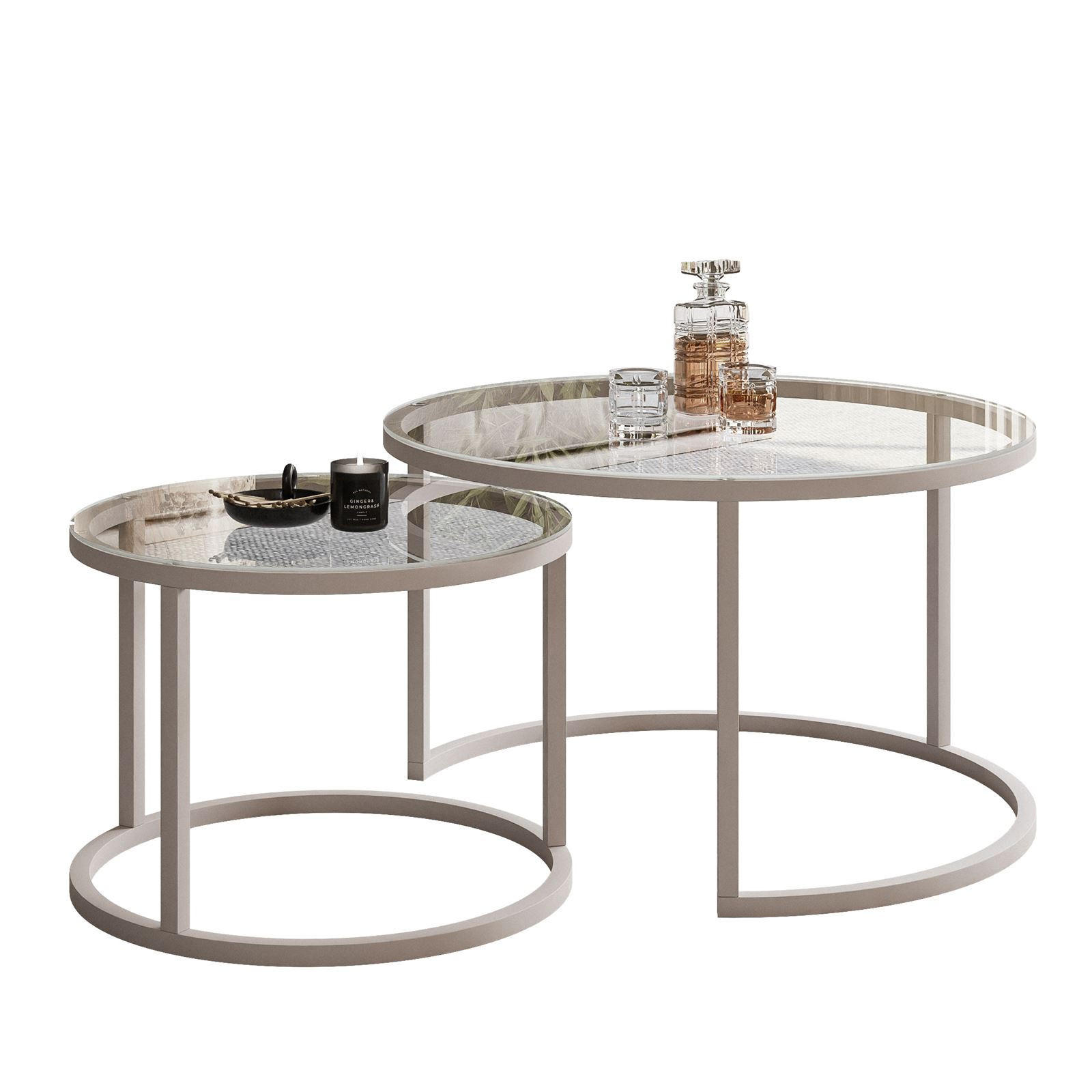 COUCHTISCH CIRI 2-in-1 GLAS KASCHMIR - Kaschmir, Glas (70/70/47cm) - Lookway