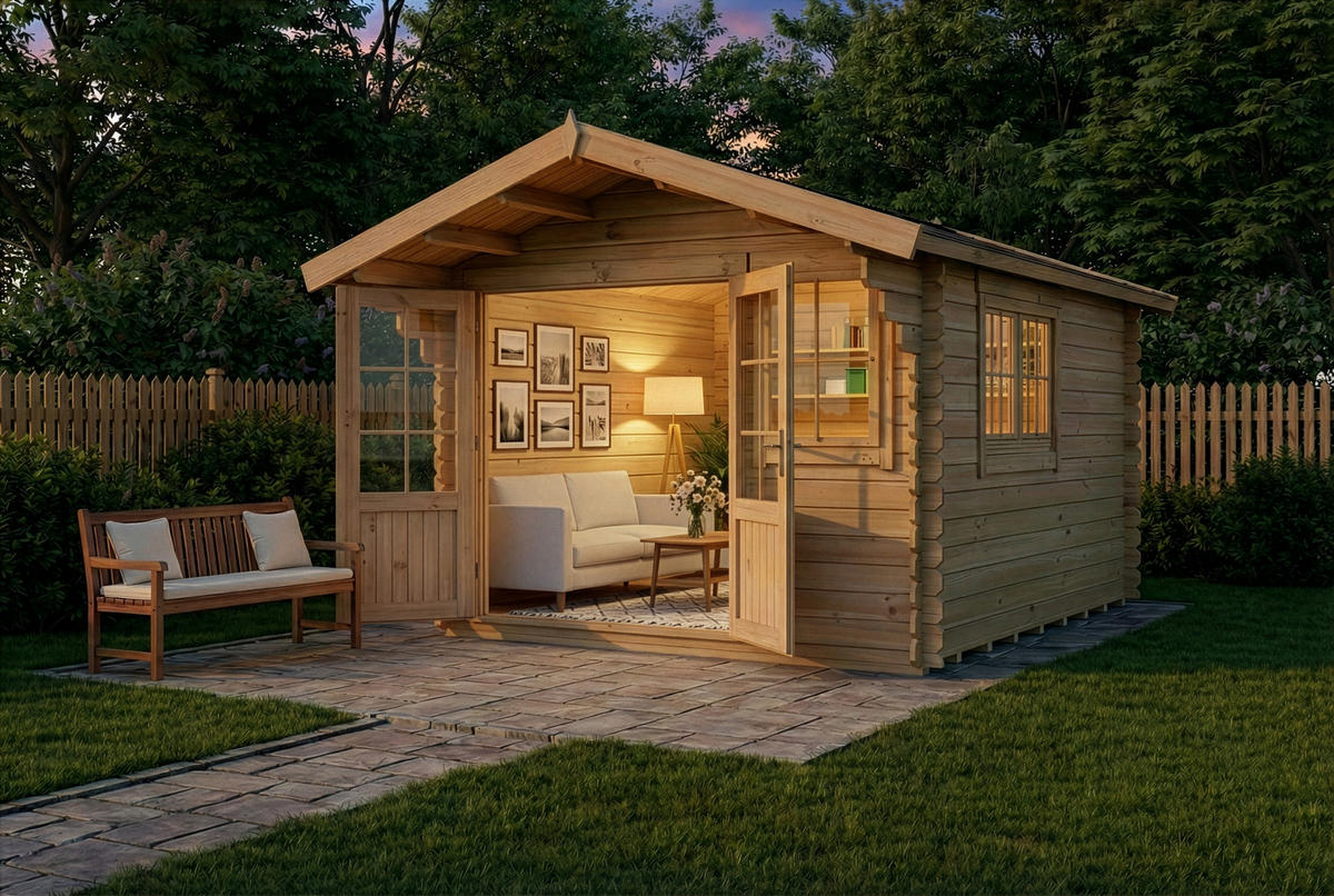 GARTENHAUS Holz Manuel - Naturfarben, Holz (338/250/467cm) - Alpholz