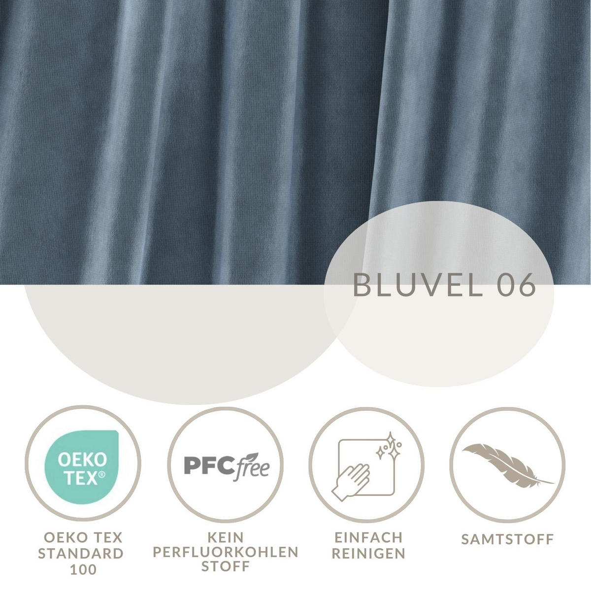 POUF Cosimo Blau Grau Samtstoff - Blaugrau/Schwarz, Holz/Holzwerkstoff (130/39/65cm) - Maison de Reve