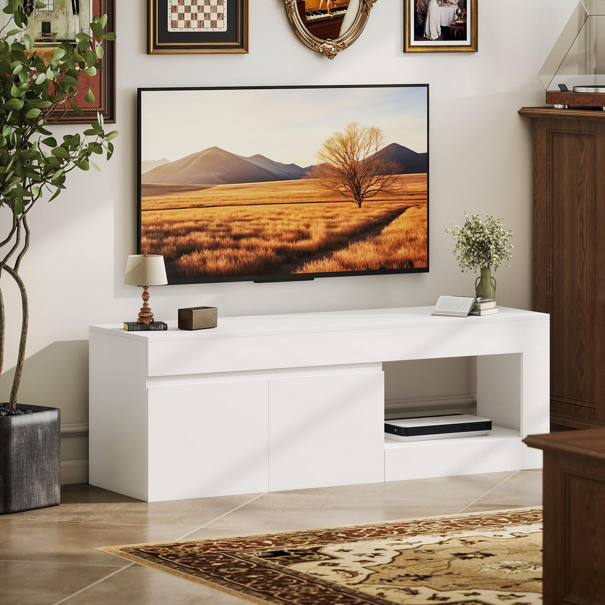 TV-LOWBOARD Spanplatte Weiß - Weiß, Holzwerkstoff (40/48/140cm) - HOMCOM