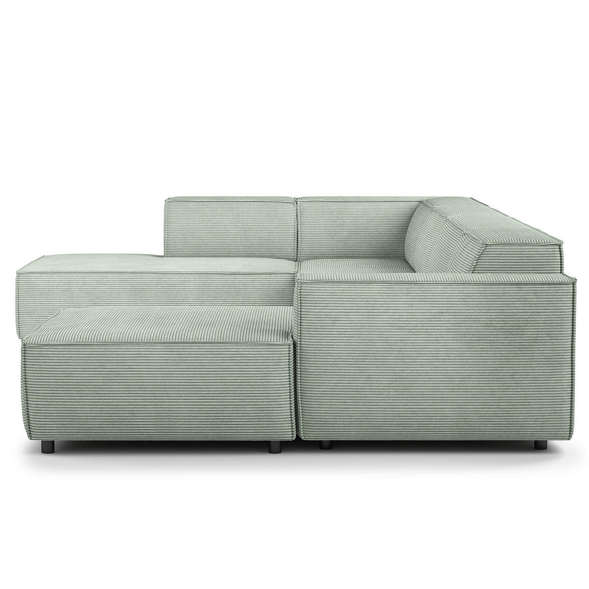 WOHNLANDSCHAFT mit Longchair & Ottomane - Schwarz/Mintgrün, Kunststoff/Textil (369/70/234cm) - home24