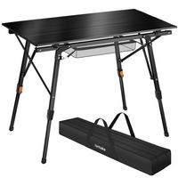 CAMPINGTISCH Tina,90 x 52 x 47 - 70 cm,schwarz - Schwarz, Metall (90/52/70cm) - tectake
