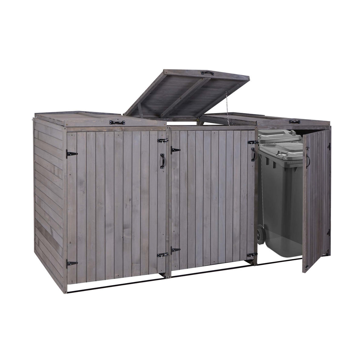 3ER-/6ER-MÜLLTONNENVERKLEIDUNG Anthrazit, Grau - Anthrazit/Grau, Holz (237/126/98cm) - MCW