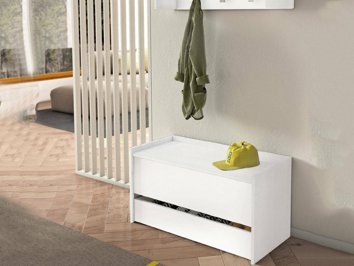 TRUHENBANK Weiß 40/90/46 cm - Weiß, Holzwerkstoff (90/46/40cm) - DMORA