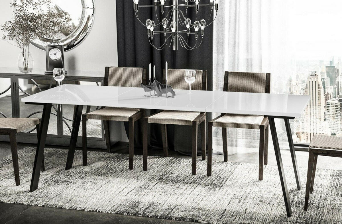 ESSTISCH Liwia ausziehbar bis 210 cm - Weiß Hochglanz, Holzwerkstoff (130/80/76cm) - Endo-Moebel