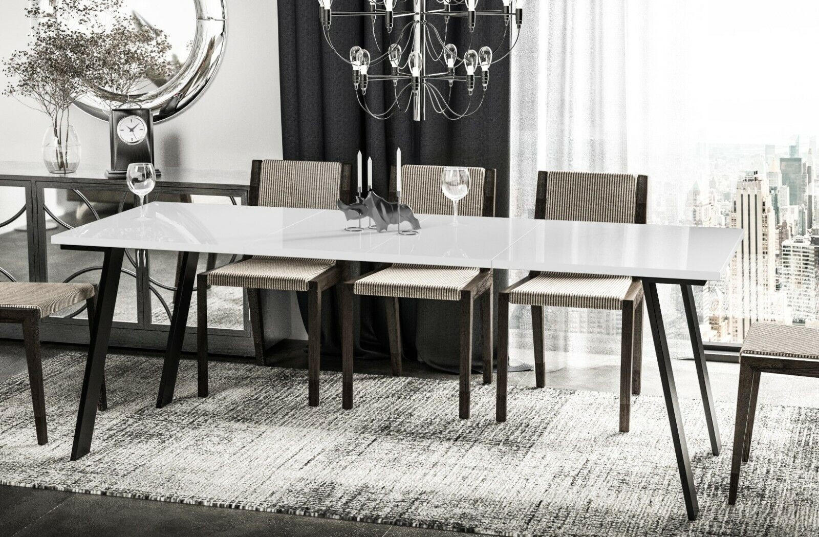 Thumbnail - Endo-Moebel Esstisch, Weiß Hochglanz, Holzwerkstoff, Rechteckig,Rechteckig, 80x76x130 cm, Esszimmer, Tische, Esstische