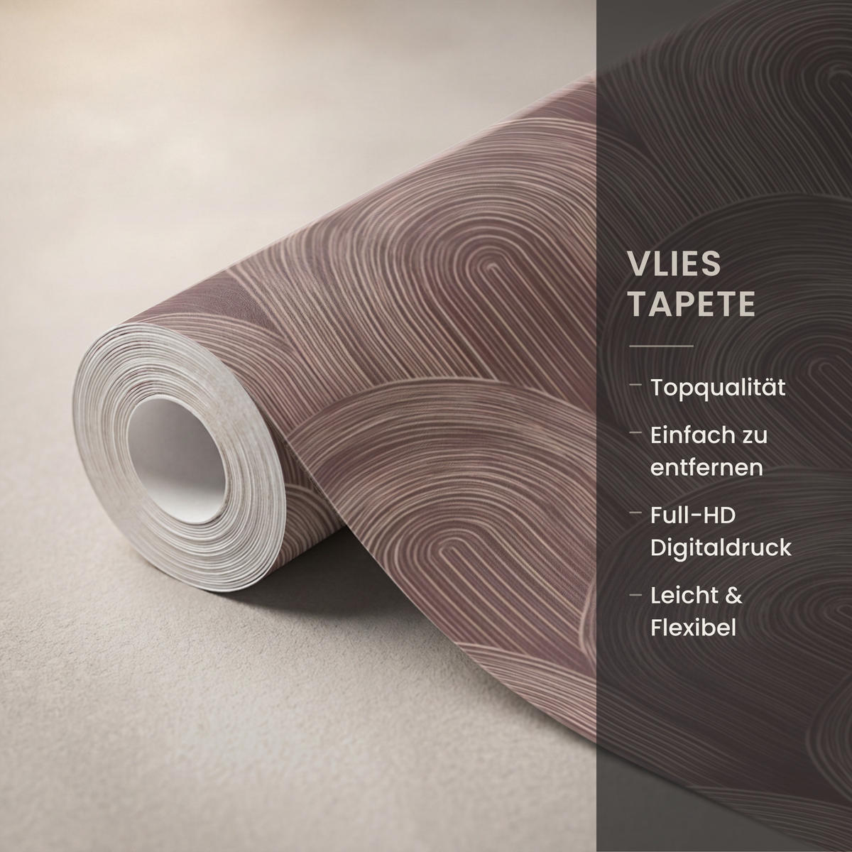 TAPETE - Rhythmic - Aufschlag - Braun - 220x300 cm - Dunkelbraun, Papier (220/300cm) - OnlyWow