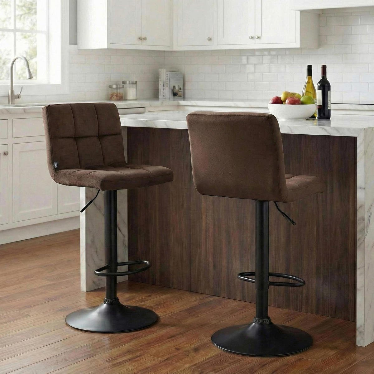 BARHOCKER Samt Braun - Schwarz/Braun, Textil/Metall (46/94/47cm) - CLP