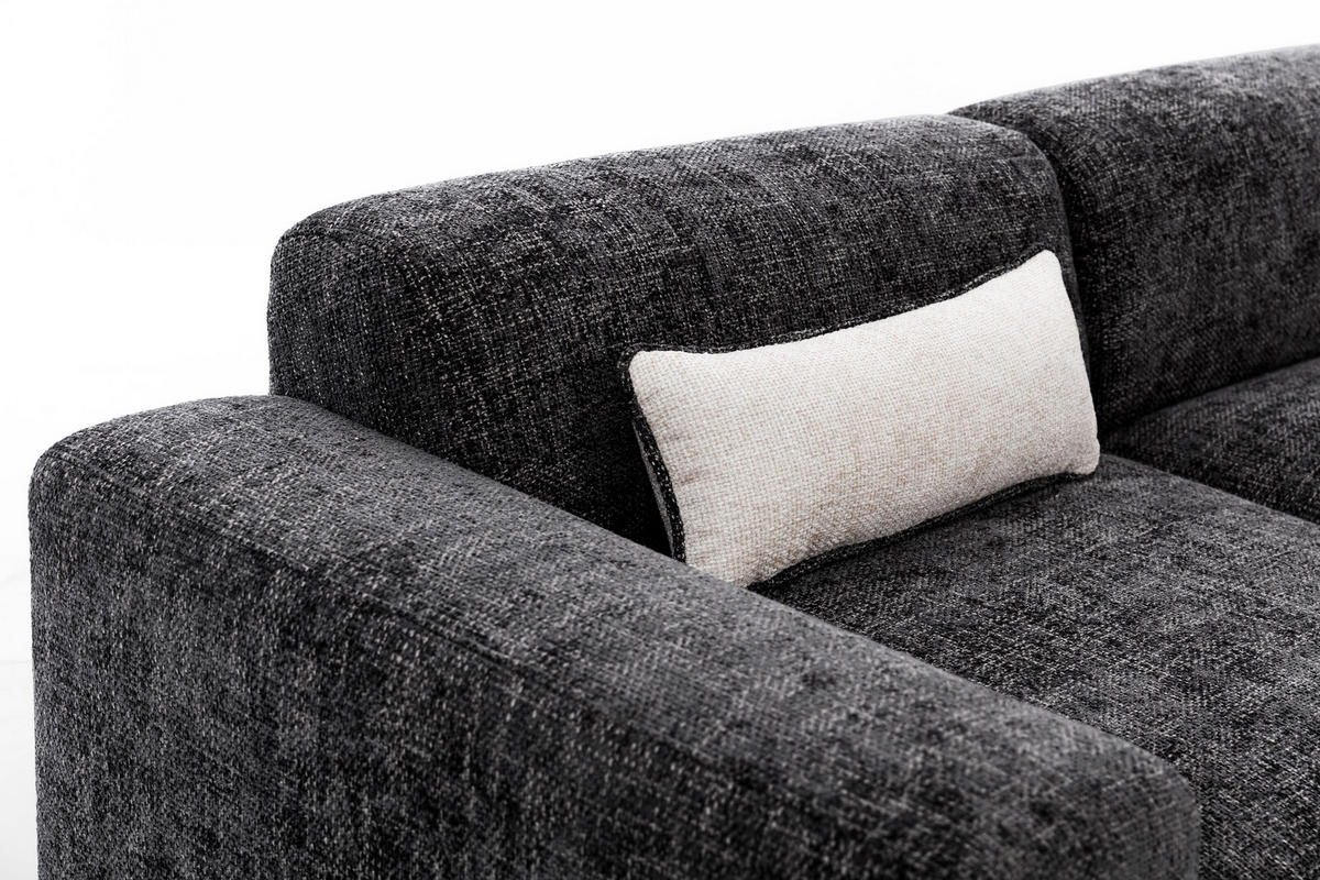 ECKSOFA L Form Jughlio Beige 240/165/75 cm Rechts mit Schlaffunktion - Beige/Schwarz, Kunststoff/Textil (240/165cm) - AX Living