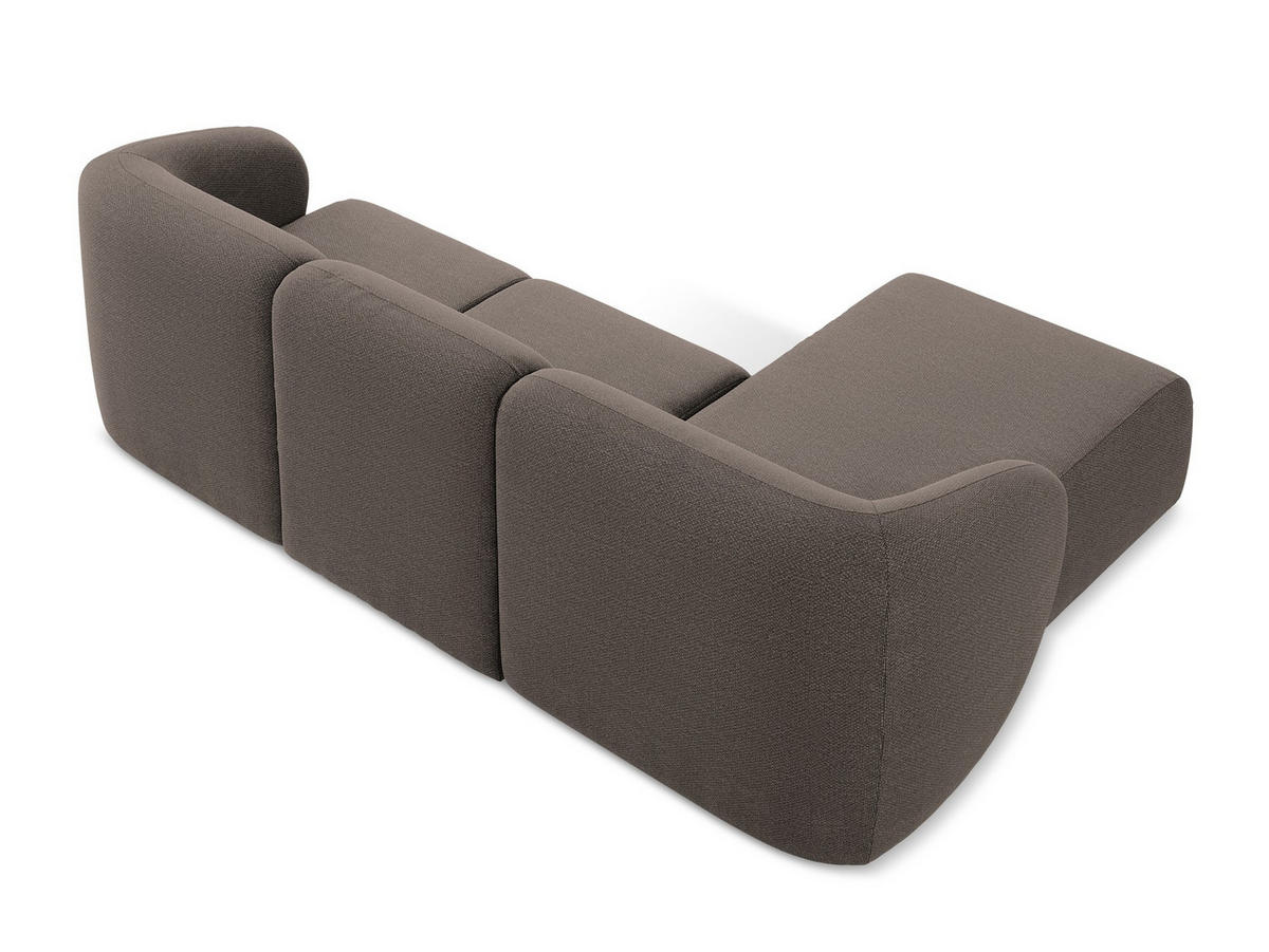 ECKSOFA Links Bouclé Stoff Braun - Schwarz/Mokka, Holzwerkstoff/Kunststoff (248/166cm) - Makamii