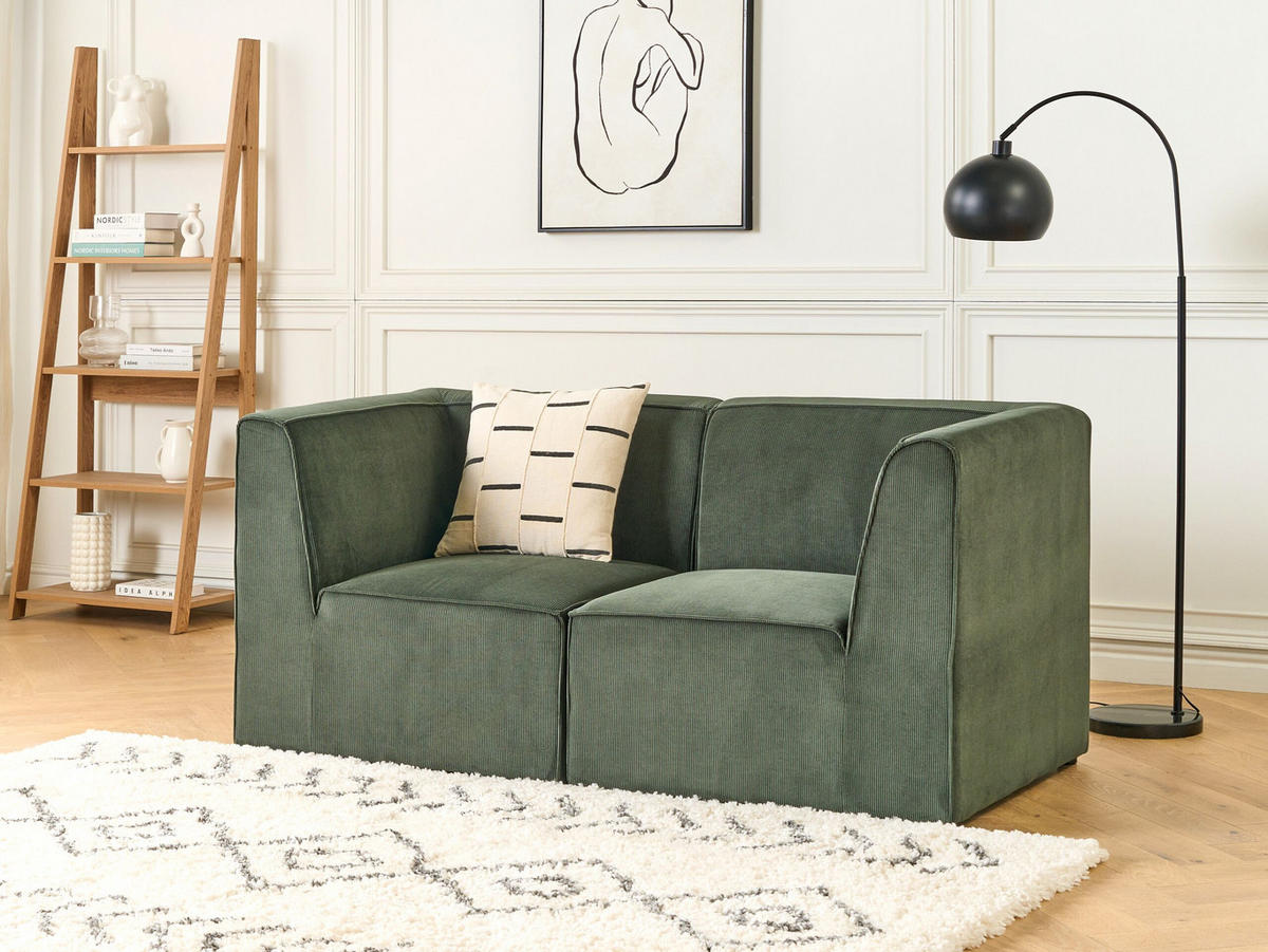 2-SITZER-SOFA Cord dunkelgrün Lemvig - Grün, Textil (166/78/83cm) - Beliani