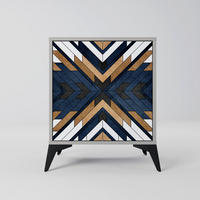SIDEBOARD ARTFUL GEOMETRY, Grau, 57,5x42x70,5 cm, Schwarze Metall-Sternfüße - Multicolor/Schwarz, Holzwerkstoff/Metall (57.5/70.5/42cm) - SpaceRebels