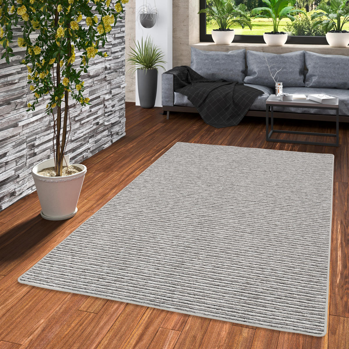 STREIFENBERBER TEPPICH MARTA - Grau, Textil (80/400cm) - Snapstyle