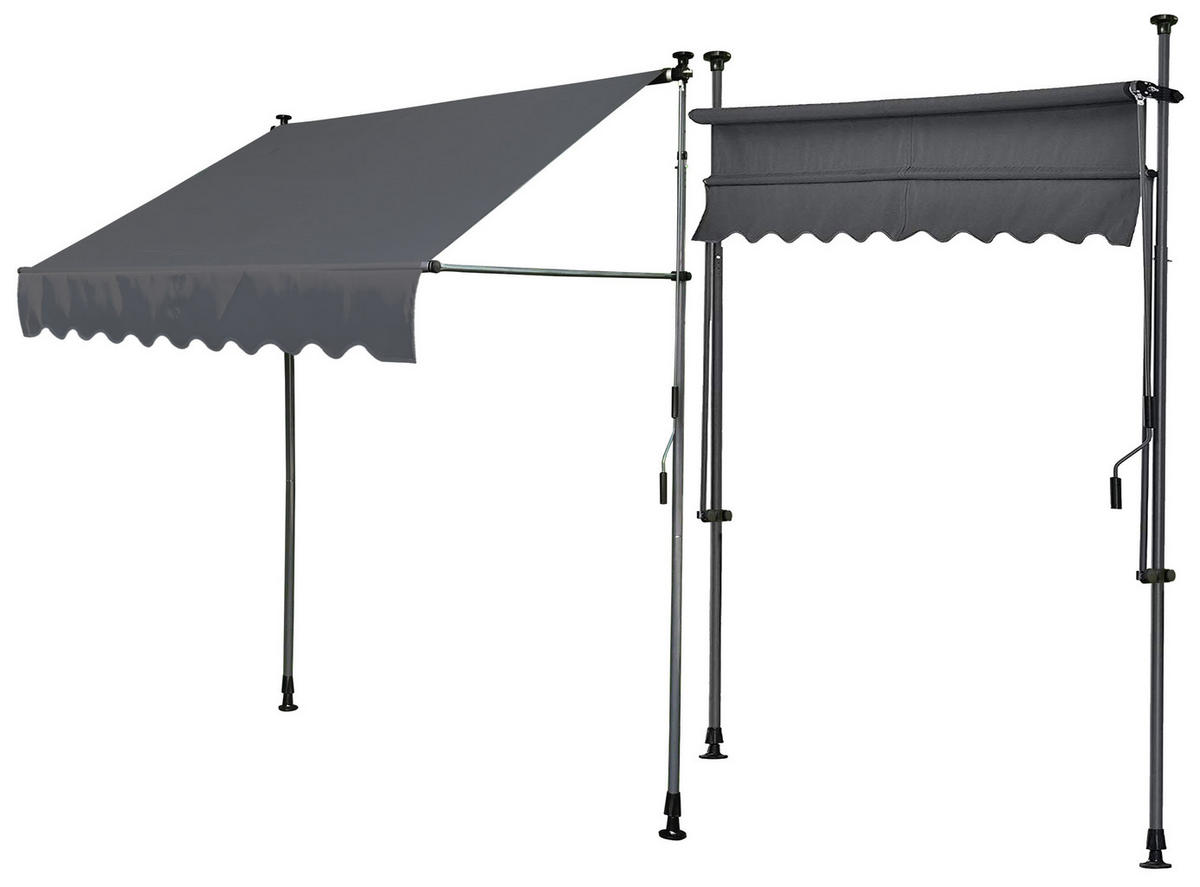 KLEMMMARKISE 300 x130cm Grau - Grau, Metall (300/290/130cm) - QUICK STAR