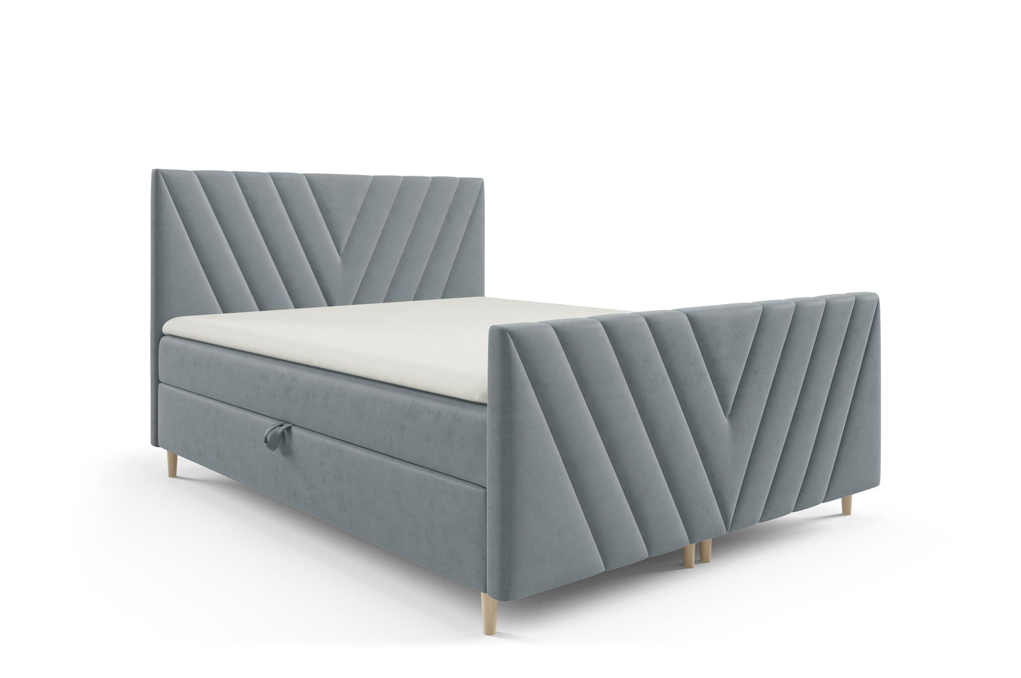 BOXBETT Carlito In überlänge - Grau, Holzwerkstoff/Textil (140/220cm) - Fun Möbel