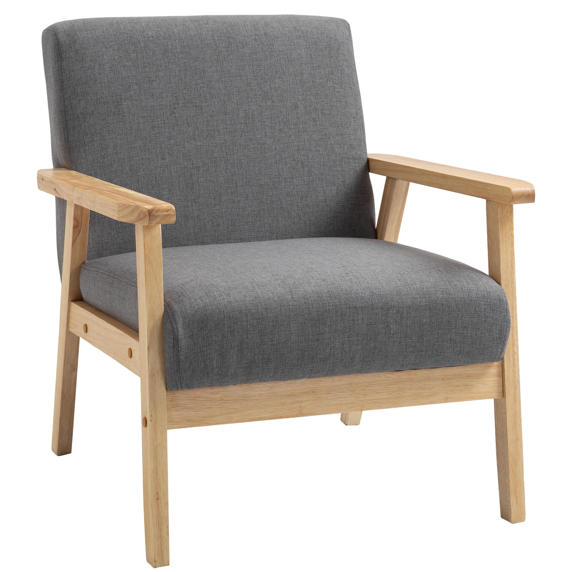 OHRENSESSEL Loungesessel mit Armlehnen Esszimmerstuhl Relaxsessel in Leinenoptik - Grau, Textil (70/72/64cm) - HOMCOM