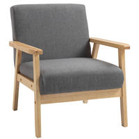 OHRENSESSEL Loungesessel mit Armlehnen Esszimmerstuhl Relaxsessel in Leinenoptik - Grau, Textil (70/72/64cm) - HOMCOM