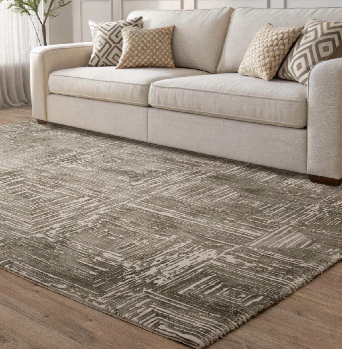 TEPPICH modern Wohn-/Schlafzimmer ZUKA SKETCH Grün 120 x 170 cm - Grün, Textil (120/170cm) - Novatrend