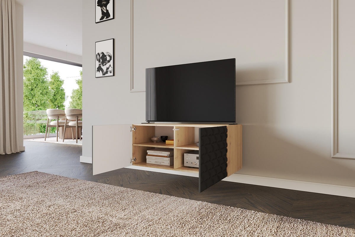 LOWBOARD VIRA-W 100x40x41 cm - Artisan / Schwarz - Schwarz, Holzwerkstoff (100/40/41cm) - ALTDECOR