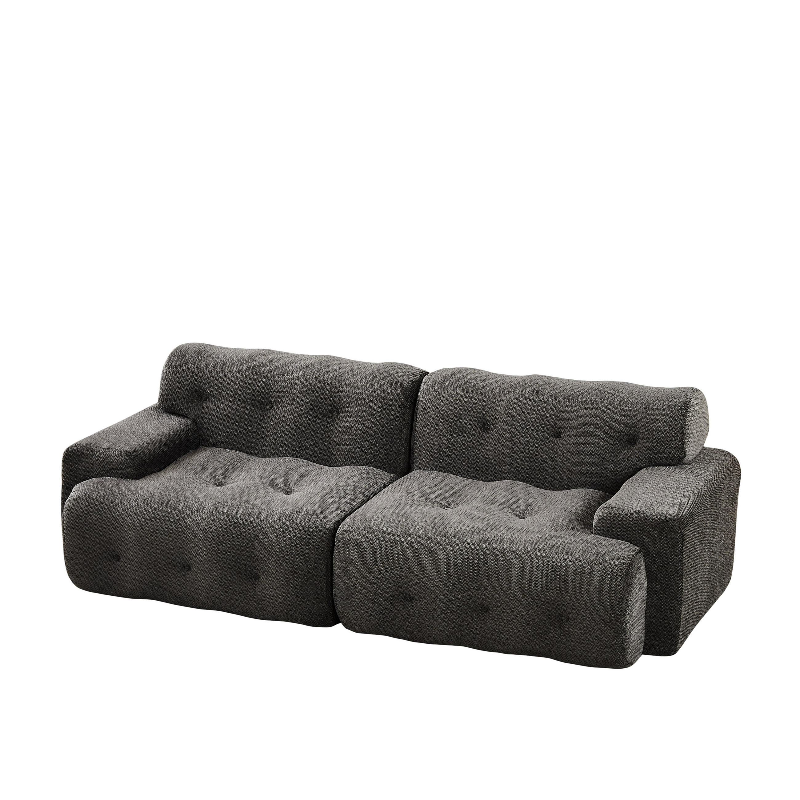 2-SITZER-SOFA DE-35264 mit Knopfverzierung Grau - Grau, Textil (104/66/224cm) - ComfortXL