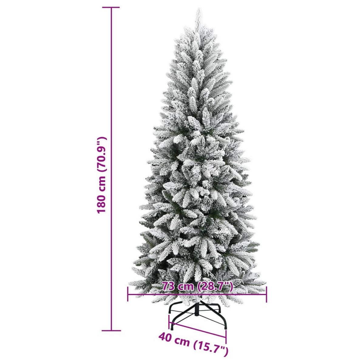 WEIHNACHTSBAUM Künstlicher Beschneit 180 Cm Pvc&Pe - Weiß, Kunststoff (180cm) - vidaXL