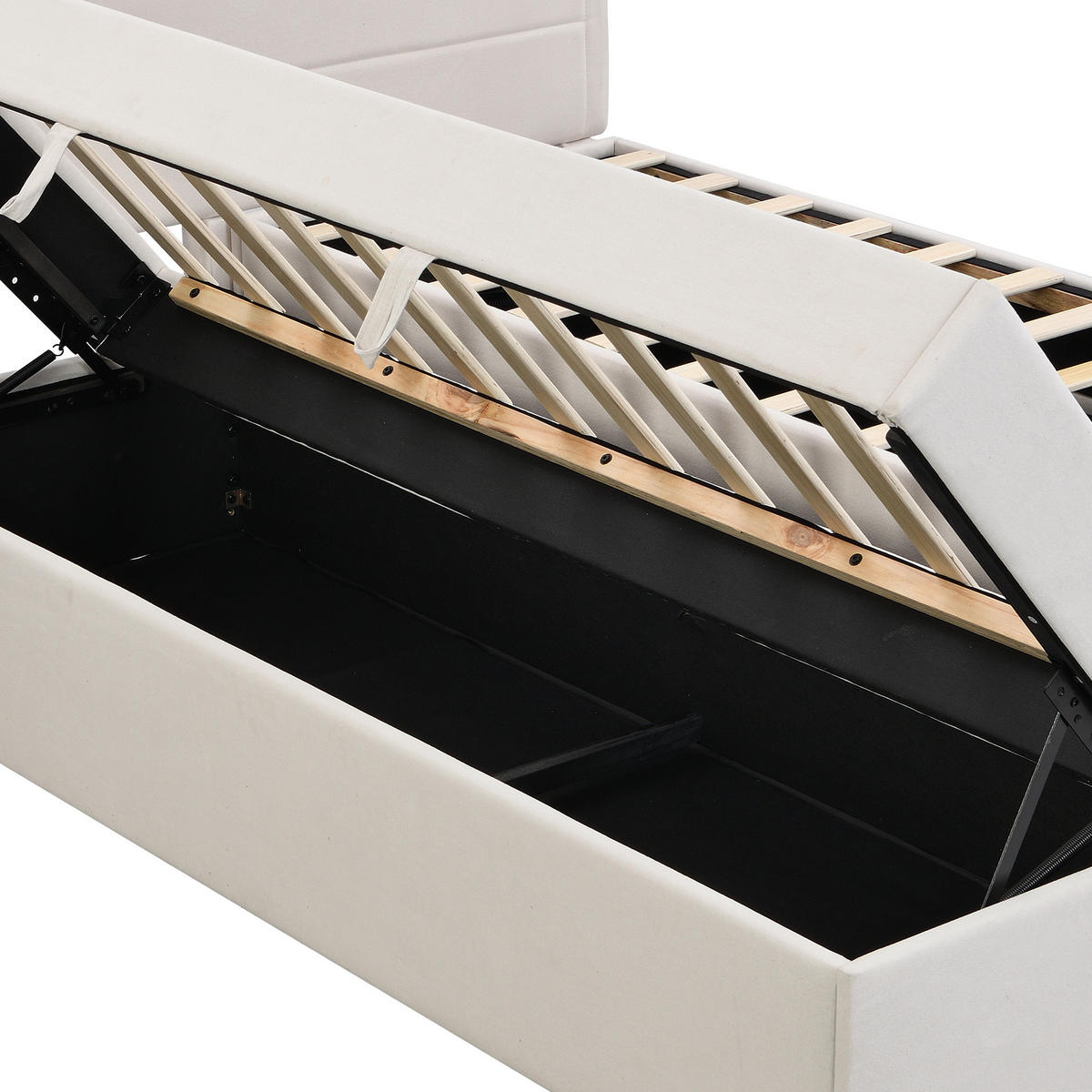 POLSTERBETT 140/200 cm Beige mit großem Stauraum und Lattenrost - Beige, Textil (140/200cm) - OKWISH