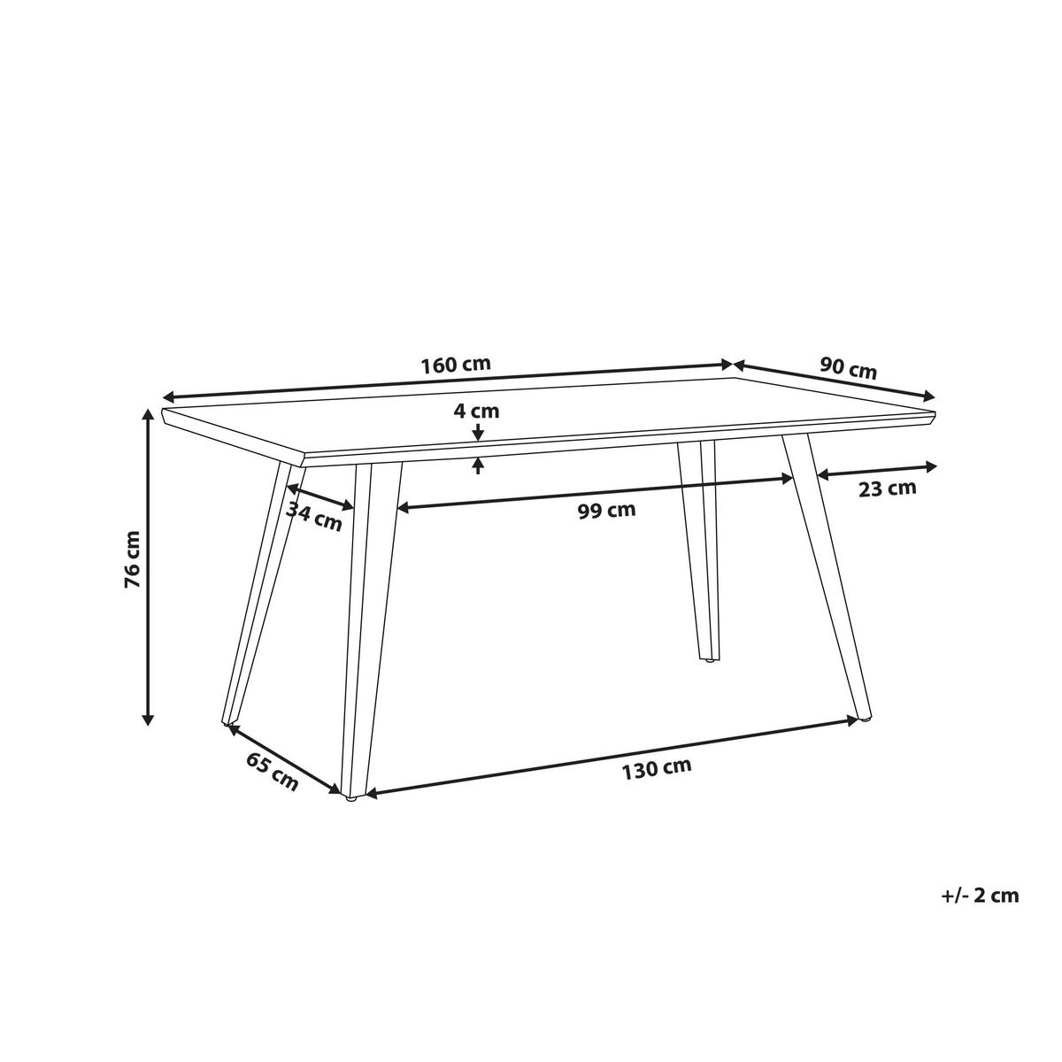 ESSTISCH 160/90/76 cm Grau, Hellbraun, Schwarz Rechteckig - Grau, Holzwerkstoff (160/90/76cm) - Beliani